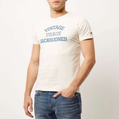 White Jack & Jones Vintage track t-shirt